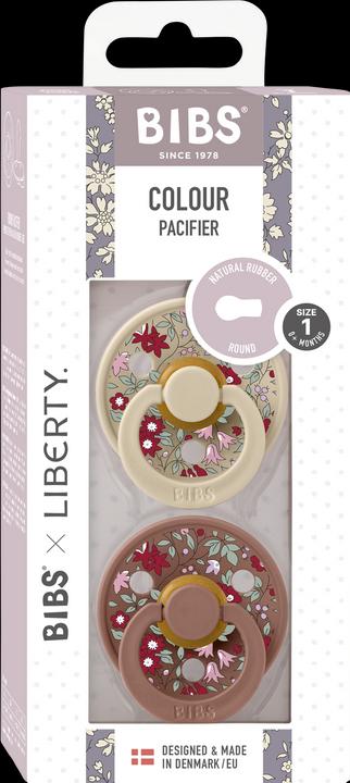 Actual product image Bibs Colour x Liberty Nuggi 2 PACK Latex Chamomile Lawn Round 0-6m Woodchuck Mix (2 x, up to 6 M.)