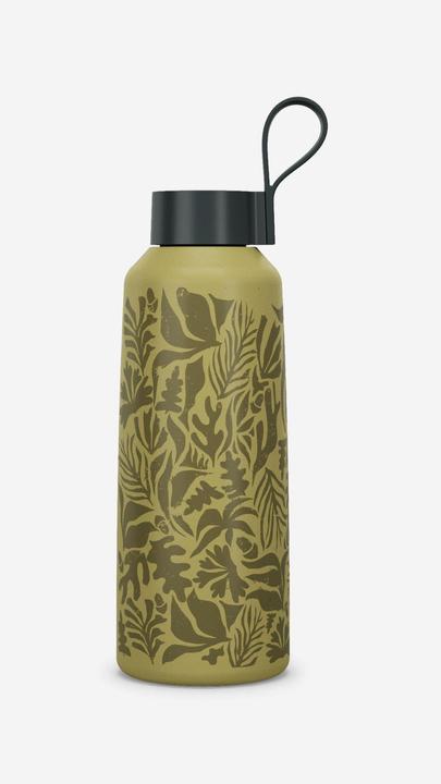 Produktbild Quechua Trinkflasche 1 l Edelstahl Schraubverschluss Wandern - 100 geblümt/gelb (1 l)