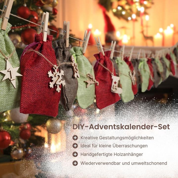 Produktbild Hermex Do-It-Yourself-Adventskalender Weihnachtskalender zum Befüllen Jutebeutel