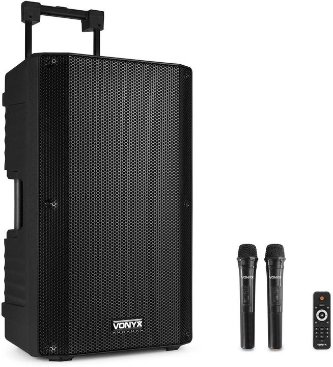 speaker - Vonyx VSA700 - Enceinte à roulettes avec Bluetooth et 2 microphones sans fil - 1000W (Actif)