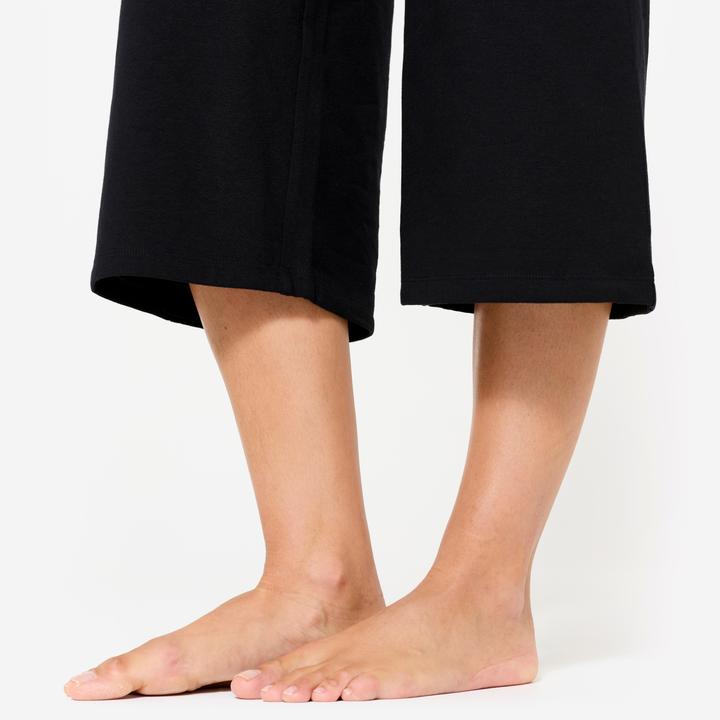 Produktbild Kimjaly Yoga Caprihose Damen hoher Bund - tiefschwarz (L)