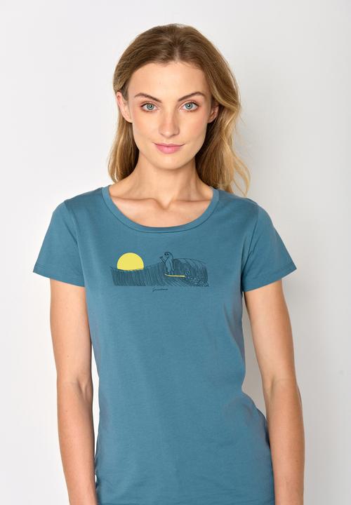 Actual product image Greenbomb Women's Animal Sloth Waves Loves T-Shirt (XL)
