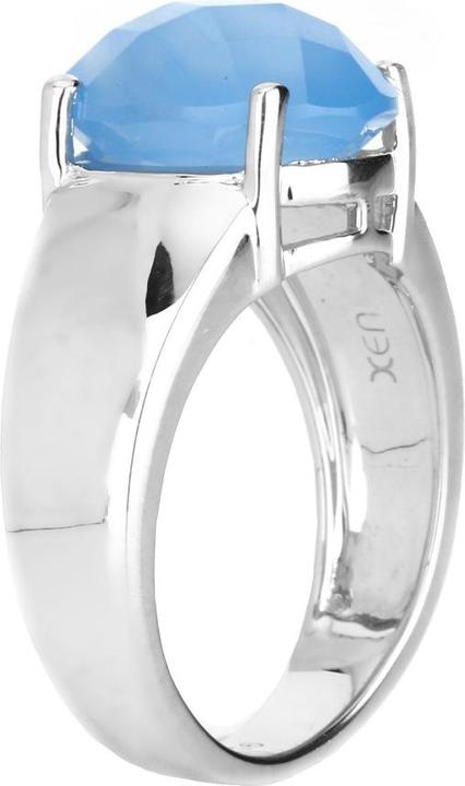 Actual product image Xen Ring with chalcedony dyed blue 925 sterling silver rhodium-plated (58, 925 Silver)
