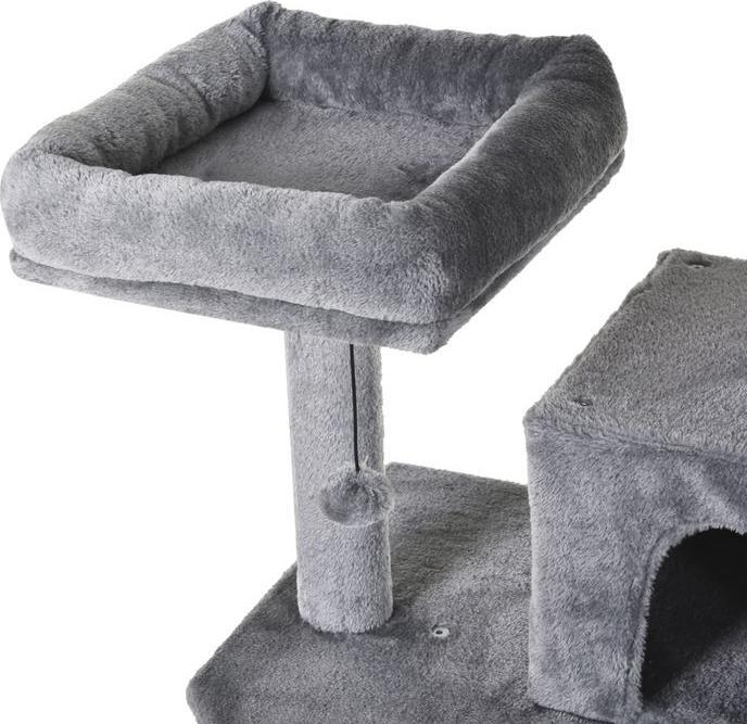 Image du produit Swisshandel24 Arbre à gratter Arbre à grimper Meubles pour chat Grotte à chat avec poteaux en sisal, 60 x 50 x (145 cm, Gris)