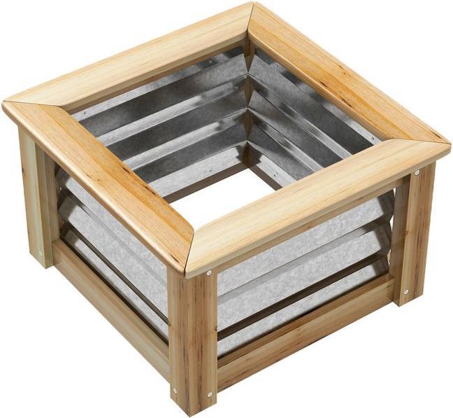 Actual product image Swisshandel24 Metal raised bed, flower box planter box with wooden frame, vegetable bed, herb bed for garden, B