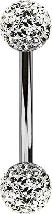 Produktbild Star Piercing Banane silber mit zwei Kristallkugeln silber Epoxy Schutzschicht (ohne Messing, Titan G23)