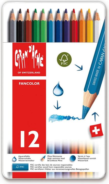 Image du produit Caran d'Ache Fancolor Farbstifte Metallschachtel (Multicolore, 12 x)