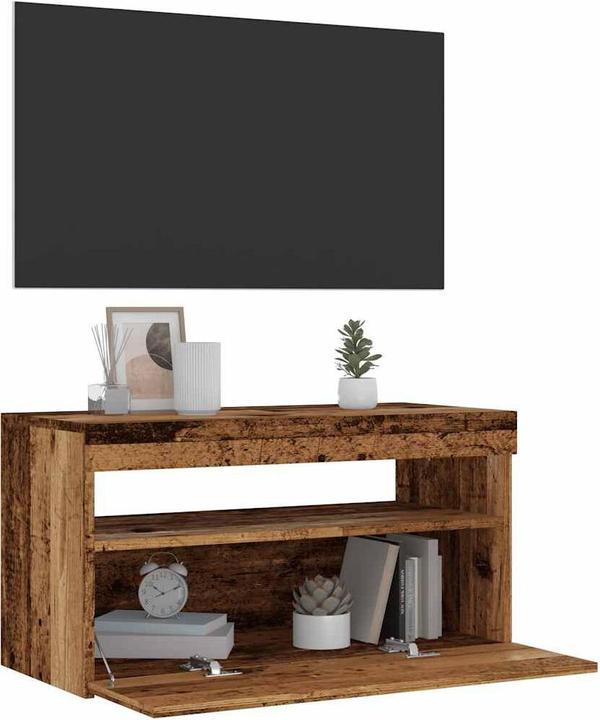 Image du produit VidaXL TV Schrank Lowboard Fernsehschrank Fernsehtisch LED 2 Stk. Altholz-Optik (75 x 35 x 40 cm)