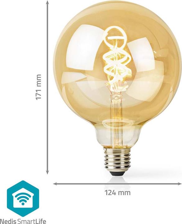 Actual product image Nedis WIFILRT10G125 Smartlife LED Filament Lamp WLAN E27 360 lm 4.9 W Warm to Cool White 1800 - 650 (E27, 4.90 W, 360 lm, 1 x, G)