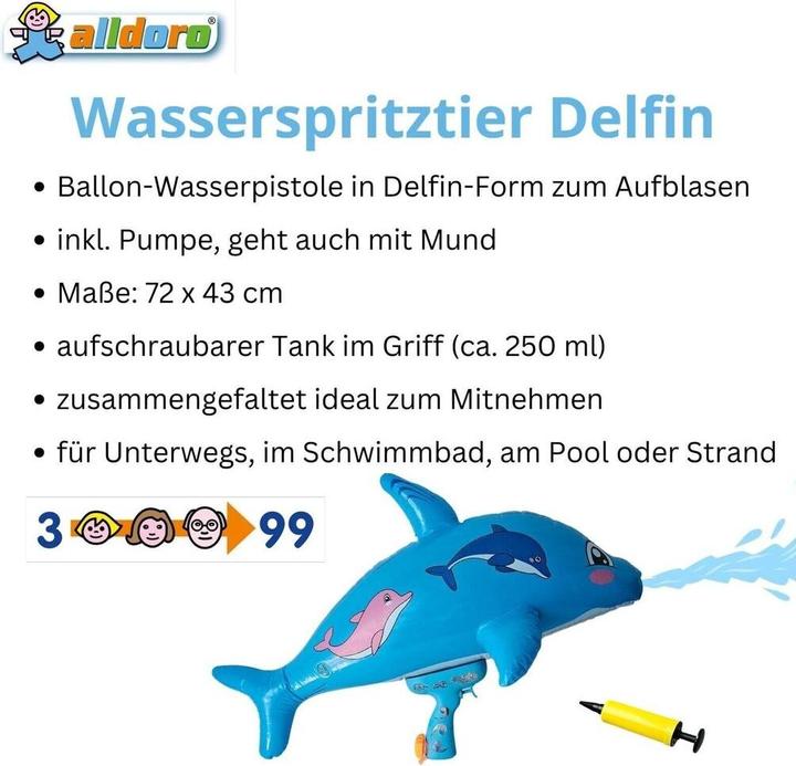 Produktbild Alldoro Wasserpistole Delfin aufblasbar