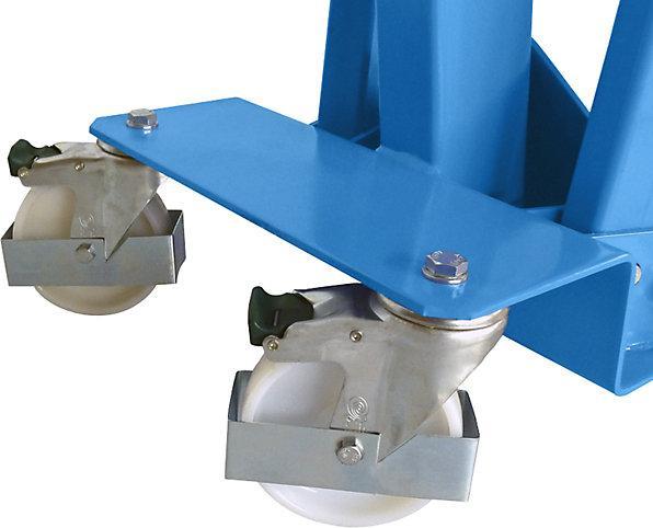 Actual product image Janssen Hydraulik-Technik BLUE workshop crane, max. load 500 kg, angled chassis, double action hydraulic