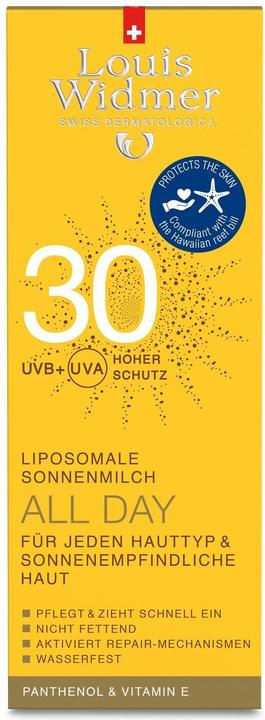 Actual product image Louis Widmer All Day scented SPF 30 (Suntan lotion, SPF 30, 200 ml, 255 g)