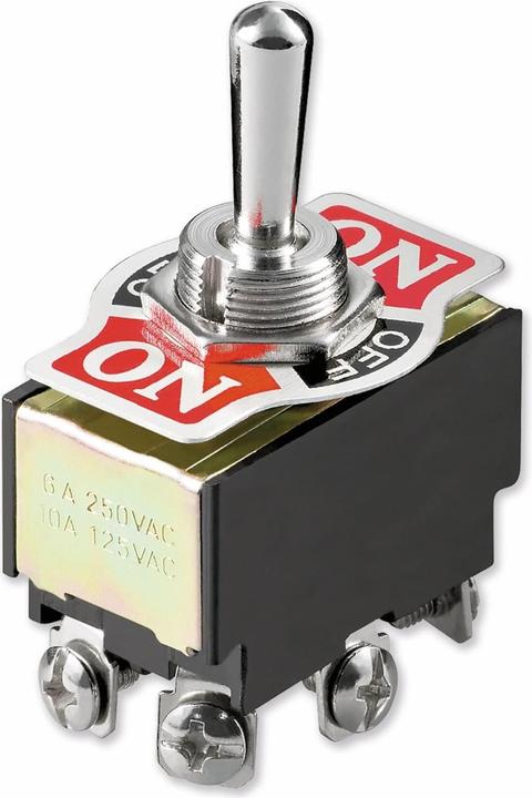Goobay Kippschalter Miniatur, 2x EIN – AUS – EIN, 6 Pins mit Schraubanschlüssen ideal für den Bereich DI