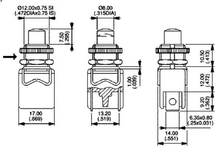 Actual product image APEM Push button 250 V/AC 4 A - Round push button