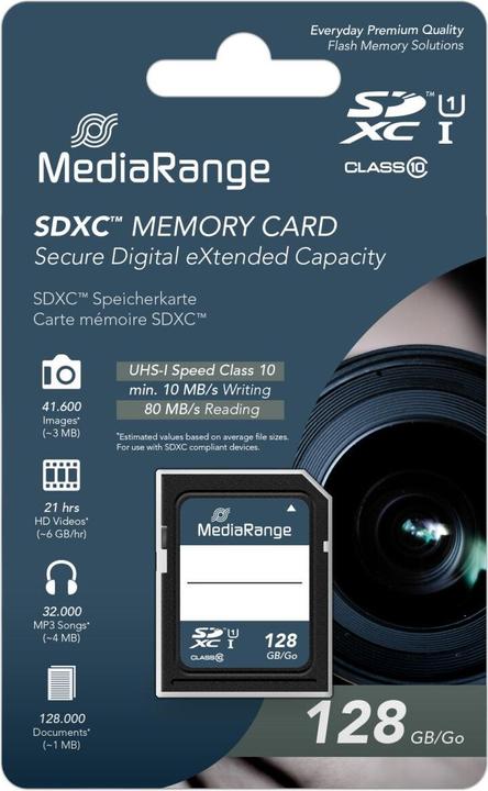 Actual product image MediaRange SD Card SDXC CL.10 UHS-1 (128 GB, SD, U1, UHS-I)
