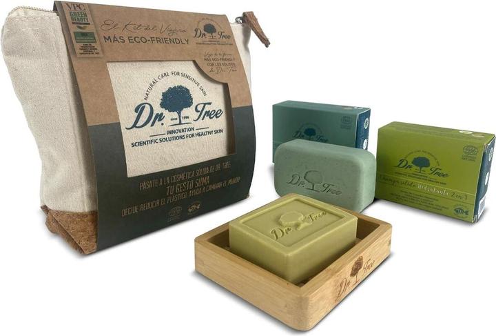 Actual product image Dr. Tree The Traveller's Kit Moisturizing Shampoo Peeling Shower Gel Bamboo Soap Dish Eco Toiletry B (Hair care set)