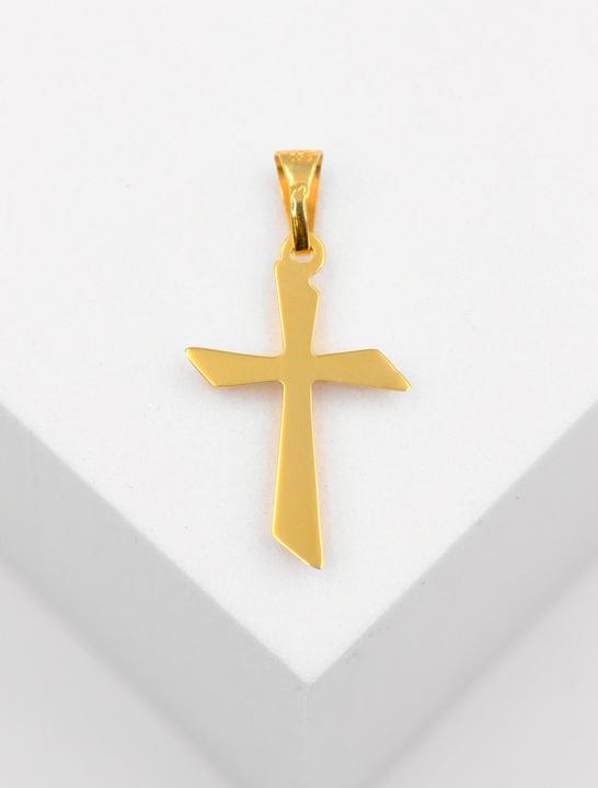 Actual product image Muau Pendant cross yellow gold 750, 25x13mm (750/18K yellow gold)
