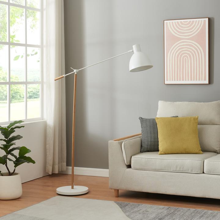 Actual product image Lux.Pro Stehleuchte Banchory Metall 163 cm Holzoptik/Weiss (E27)