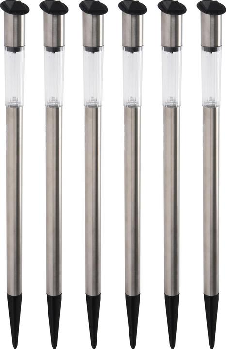 Produktbild ProGarden 6er-Set Elegante Solar Gartenlampe aus Edelstahl, mit Erdspiess, 70 x 3 cm