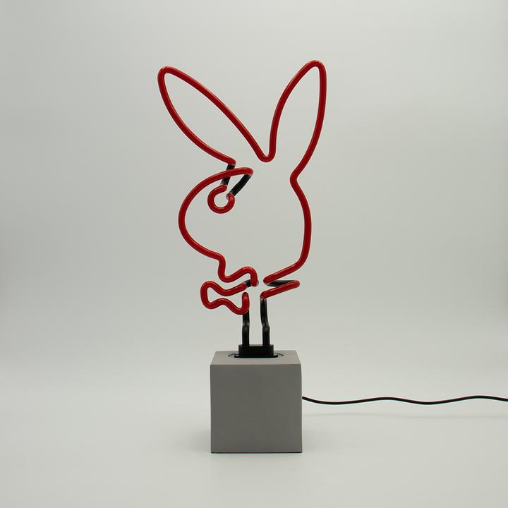 Actual product image Locomocean Glass neon table lamp with concrete base - Playboy Bunny red