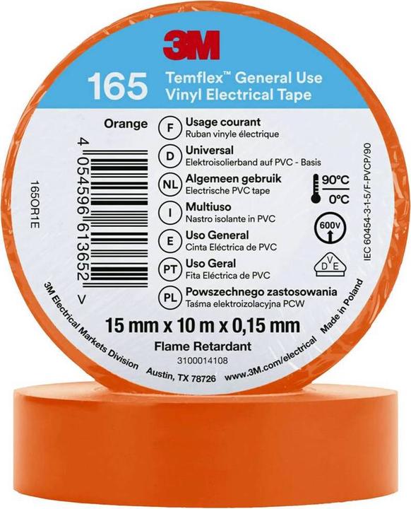 Actual product image 3M Temflex vinyl insulation tape 165, 15 mm x 10 m (15 mm)