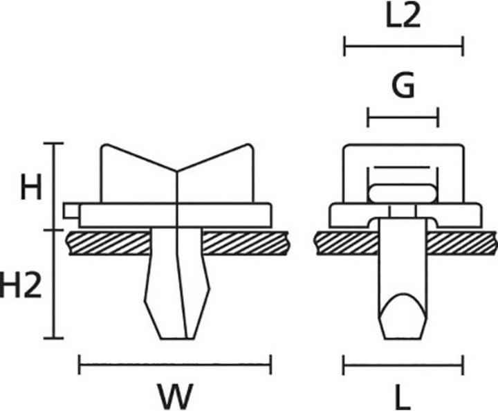 Actual product image HellermannTyton Wedge base 18x22 mm, heat-resistant (Fixing loops, 18 mm, 100 pcs.)