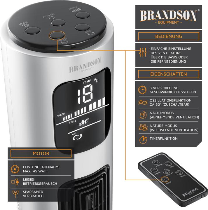 Immagine prodotto Brandson Ventilatore a torre (48 dB)