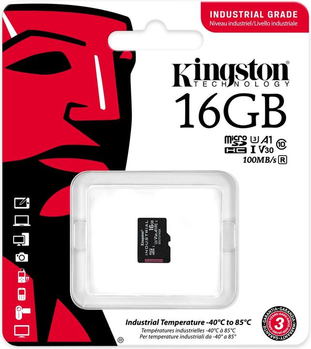 Actual product image Kingston microSDHC Industrial (16 GB, microSDHC, U3, UHS-I)