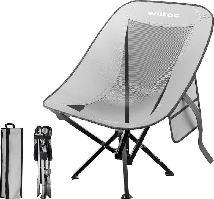 Wiltec Campingstuhl faltbar grau schwarz 100kg Klappstuhl Anglerstuhl Faltstuhl