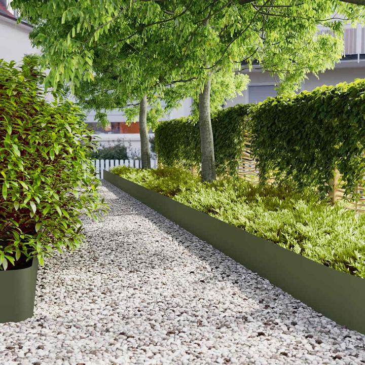 Image du produit VidaXL Bordure de pelouse 10 pcs. Vert olive 25x103 cm Acier laminé à froid Bordure de jardin (103 cm)