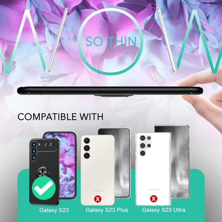 Produktbild Nalia Matte Ring Silikon Hülle mit 2x Displayschutz (Samsung Galaxy S23)