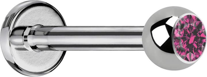 Actual product image Star Piercing Labret silver with ball crystal pink (without brass, Titanium G23)