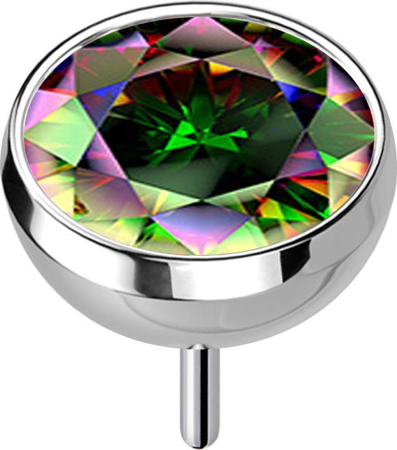 Produktbild Star Piercing Threadless Halbkugel silber mit Kristall dunkel multicolor (Chirurgenstahl 316L)