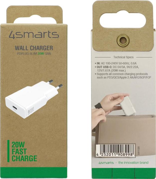 Image du produit 4smarts Chargeur secteur PDPlug Slim 20W GaN 1C blanc (20 W)