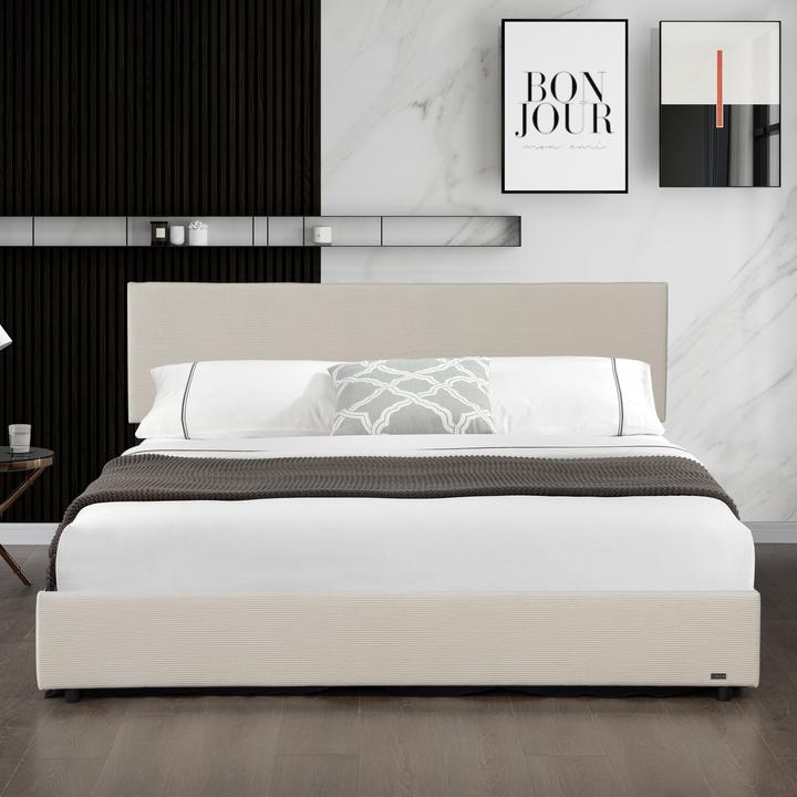 Image du produit Corium Polsterbett Juva Cord mit Lattenrost 180x200 cm Beige (180 x 200 cm)