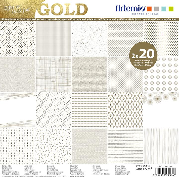 Actual product image Artemio Scrapbook pad "GOLD", 30,5x30,5cm, 40 sheets (100 g/m², 40 x)