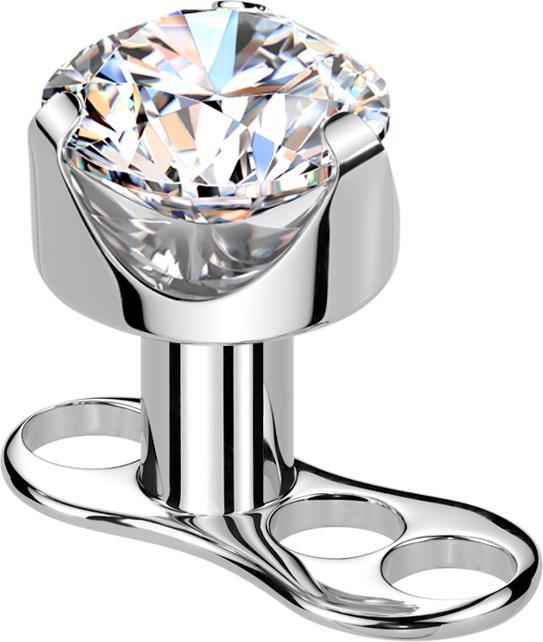 Produktbild Star Piercing Dermal Anchor Innengewinde silber flach Kristall silber gefasst (Titan G23, ohne Messing)