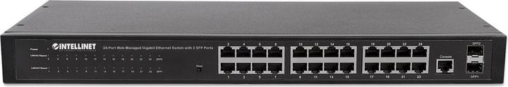 Immagine prodotto Intellinet Switch Gigabit Ethernet gestito via web a 24 porte con 2 porte SFP 24 porte RJ45 da 10/100/1000 (24 Porti)