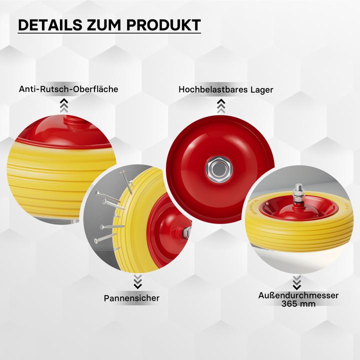 Image du produit Wiltec Roue complète 3.50-8 de brouette en polyuréthane increvable Grandeur