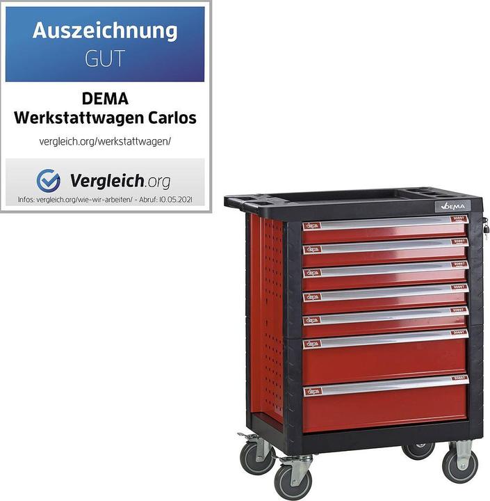 Immagine prodotto Dema Werkstattwagen Schubladenwagen Werkzeugwagen Rollwagen Carlos rot mit 7 Schubladen (7 x)