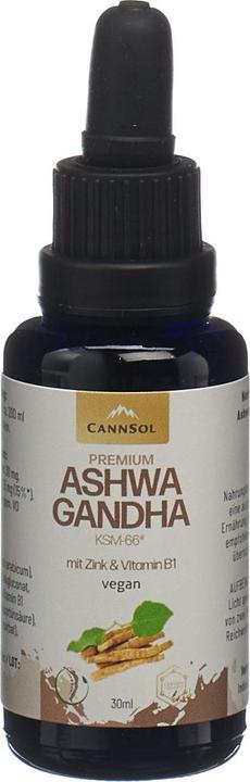 Actual product image Cannsol Premium Ashwagandha KSM-66 with Zinc and Vitamin B1 Drops (1 Piece, Oil)