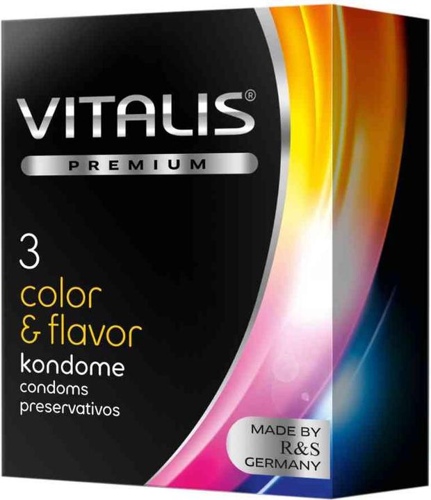Vitalis PREMIUM "Color & Flavour" 3 preservativi aromatici colorati per un sesso orale emozionante (3 pz.)