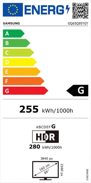 Energy Label Samsung GQ65Q95TGT - 163 cm (65") Class Q95T Series QLED TV - Smart TV - 4K UHD (2160p) 3840 x 2... (65", QLED, 4K)