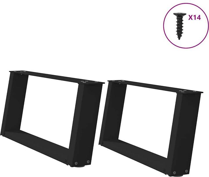 Image du produit VidaXL Pieds de table basse en U 2 pcs. noir 70x(30-31) cm acier Pied de table