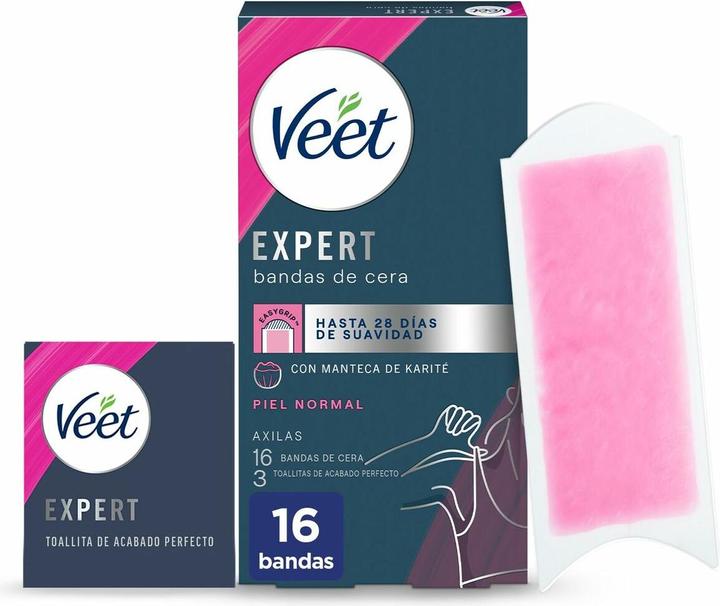 Veet Wachsstreifen für die Achseln - Piel Normal, 16 Stück (1 x, 20 g)