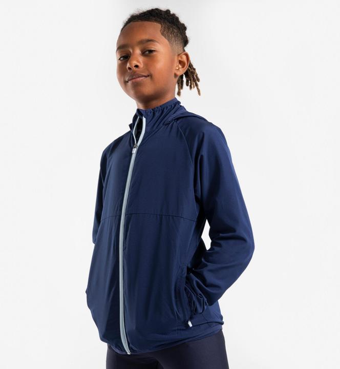 Kiprun Laufjacke Kinder winddicht - Wind Jacket marineblau/grau (128)
