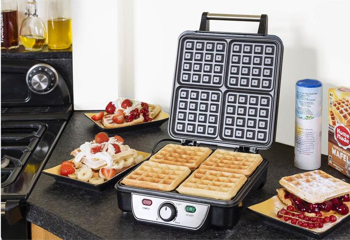 Immagine prodotto Bestron ASW281 Ferro per waffle 4 waffle, acciaio inox