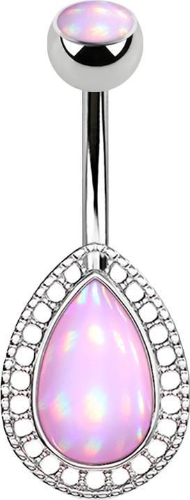 Actual product image Star Piercing Banana silver drop with epoxy stone pink (Brass, Surgical steel 316L)