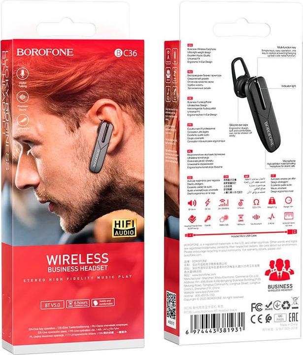 Produktbild Borofone BC36 Bluetooth-Freisprecheinrichtung Schwarz