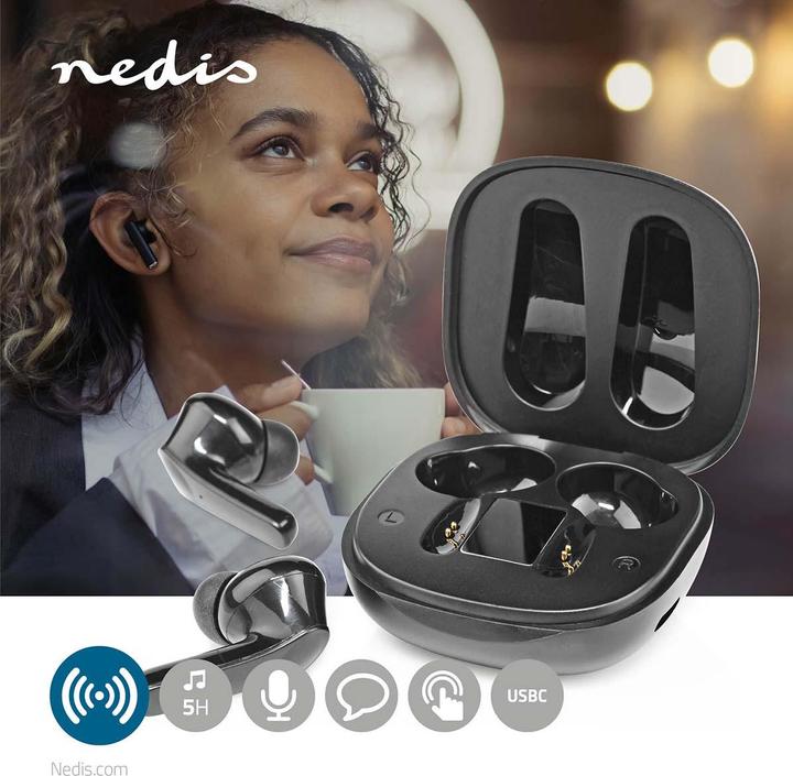 Immagine prodotto Nedis Cuffie completamente wireless | Bluetooth® | durata massima della batteria: 5 ore | controllo a (ANC, 5 h, Senza fili)
